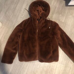 Rachel Zoe faux fur brown teddy Jacket S, new